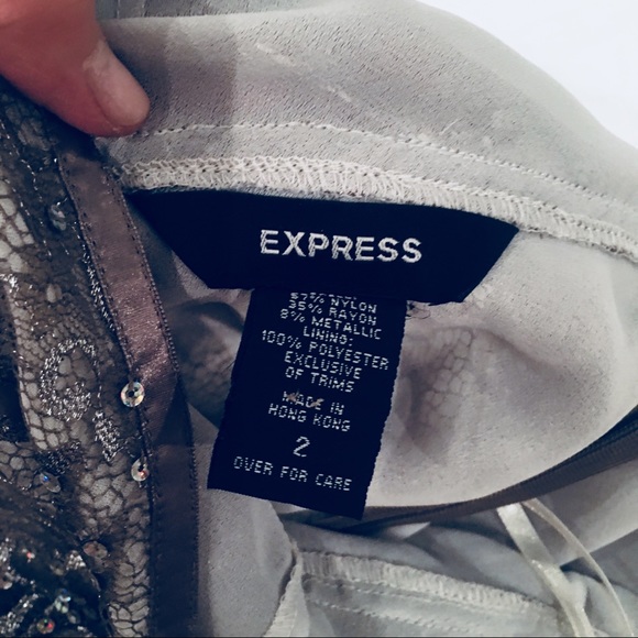 Express sparkly halter dress w/ Lace detail - Picture 5 of 5